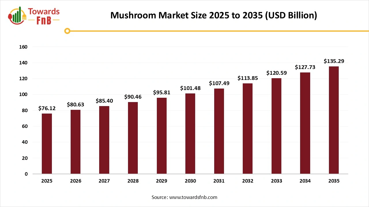 Mushroom Market Size 2025 to 2035