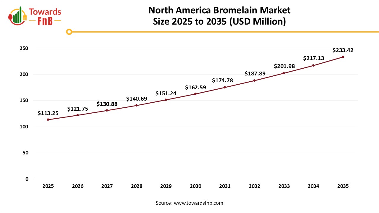 North America Bromelain Market Size 2025 to 2035