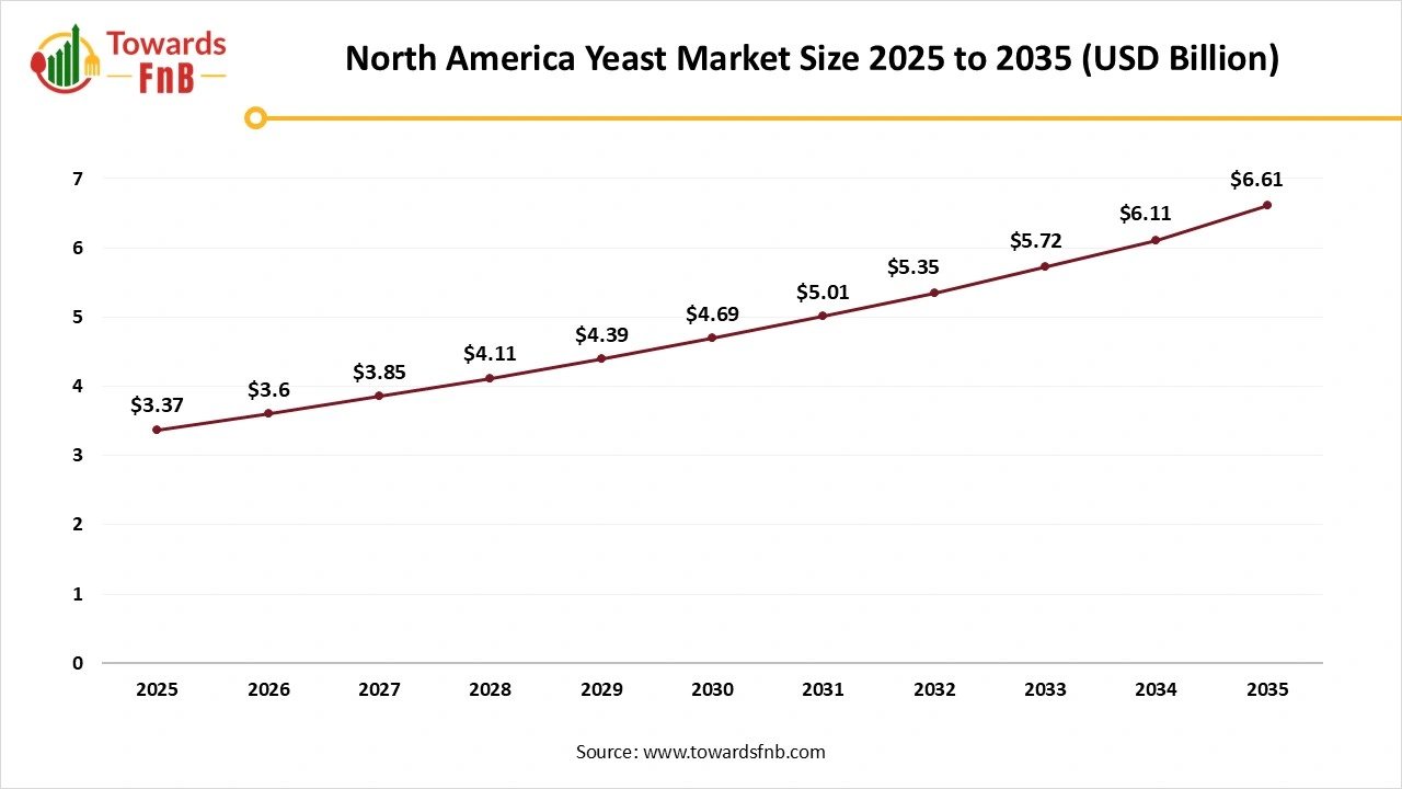 North America Yeast Market Size 2025 to 2035