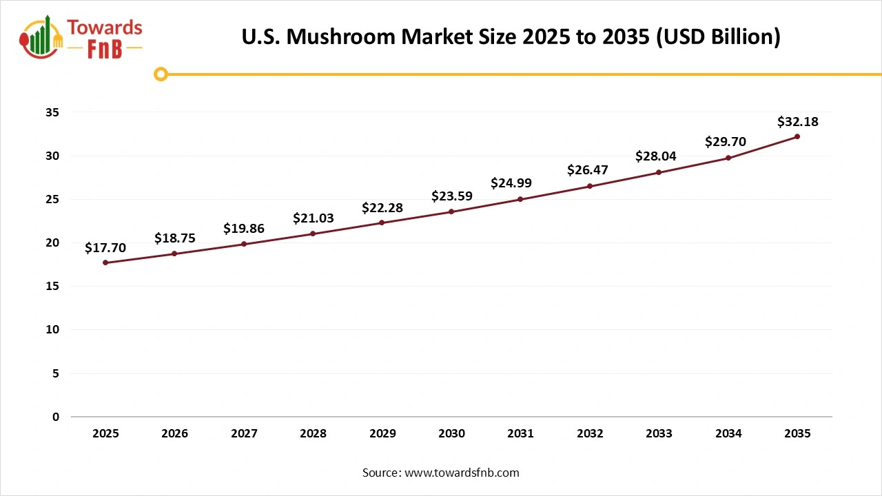 U.S. Mushroom Market Size 2025 to 2035